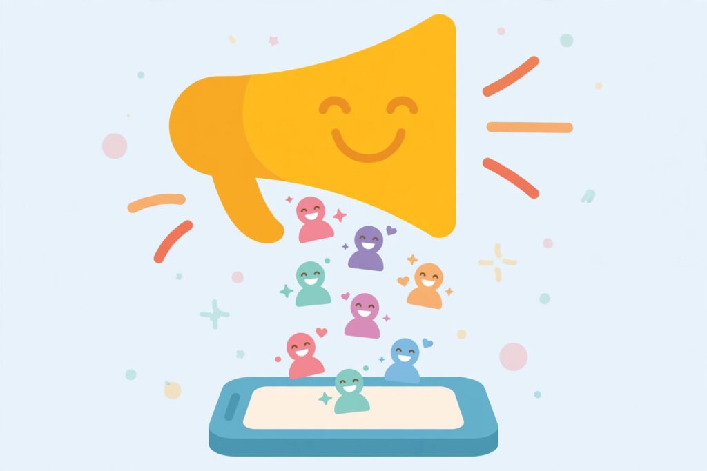Announcing a new Instagram username to followers with a megaphone illustration