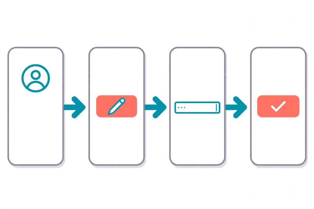 Infographic showing each step of how to change your TikTok username from profile to save