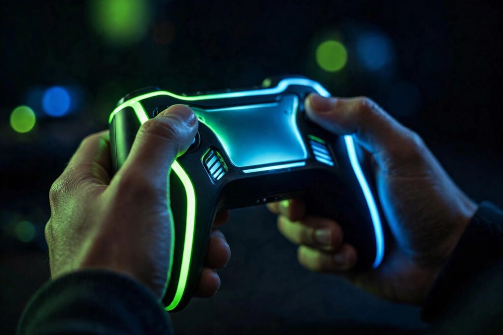 Close-up of a glowing controller showing how to pick a gamertag that stands out