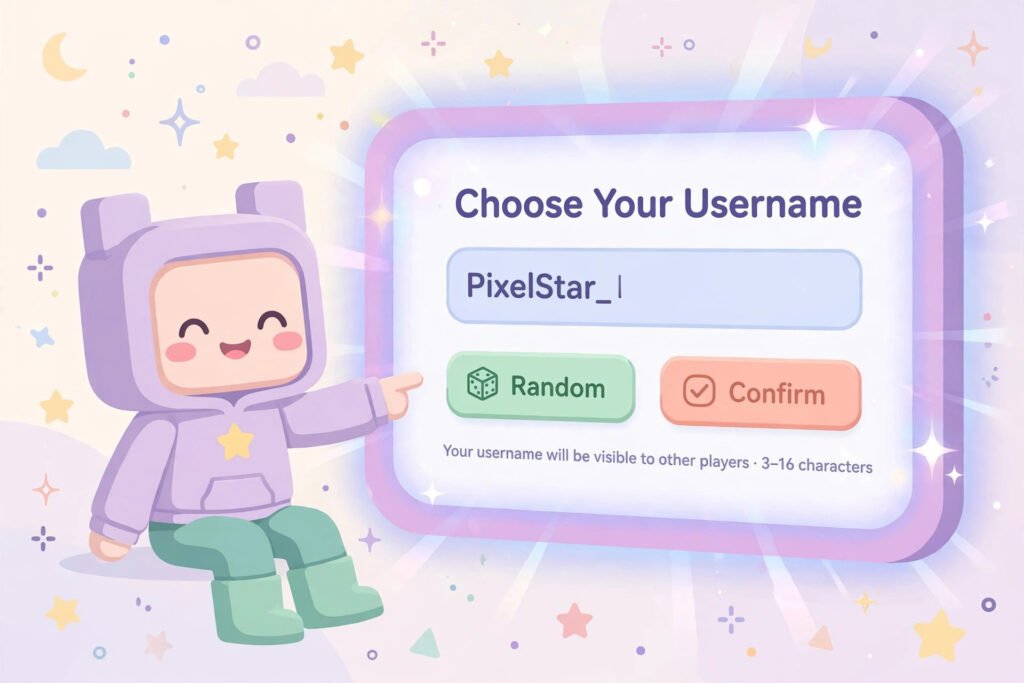 Cute aesthetic Roblox usernames displayed on a glowing screen for the roblox username generator guide