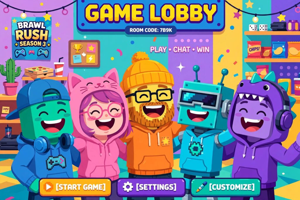 Funny Roblox username ideas with laughing blocky gamer avatars from the username generator list