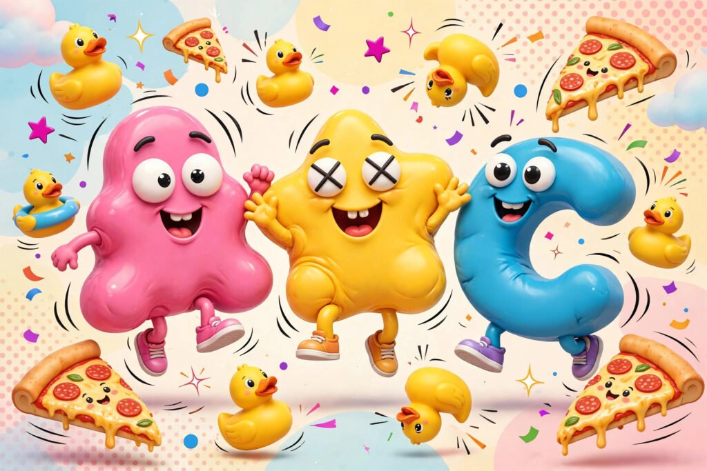 Funny TikTok username ideas displayed with playful cartoon stickers