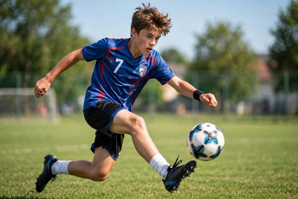Sporty username ideas for boys soccer action shot