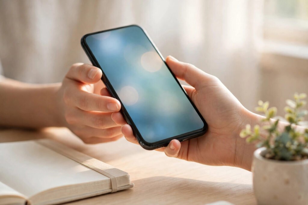 Hands creating a social profile with a cute username without numbers