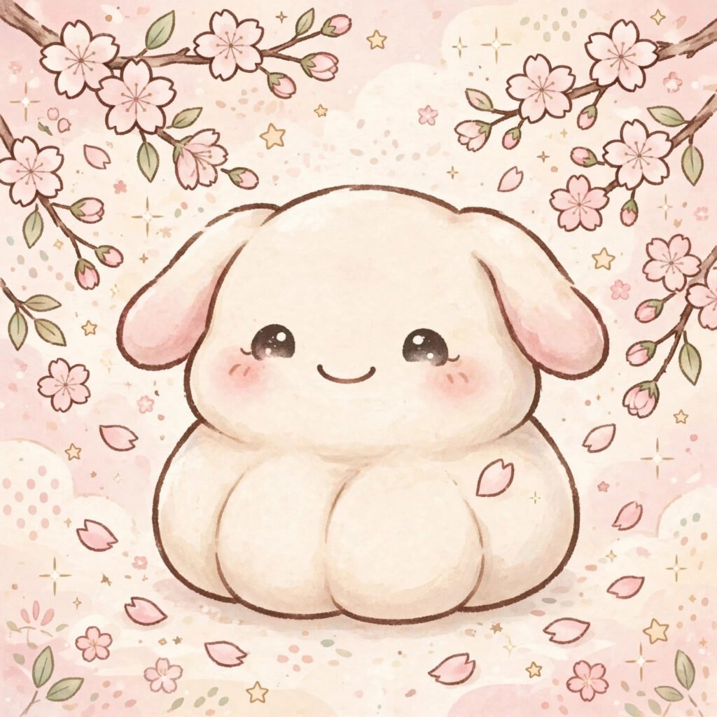 Kawaii cute TikTok usernames illustration of a smiling mochi bunny