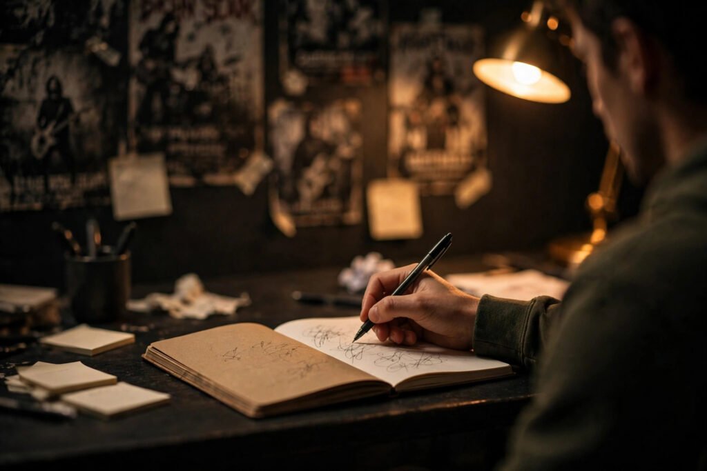 Handpicked dark grunge usernames with meanings written in a notebook for 2026