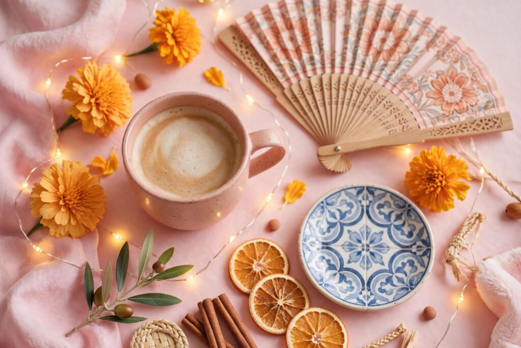 Soft pastel flat lay inspiring cute Spanish usernames for Instagram and TikTok