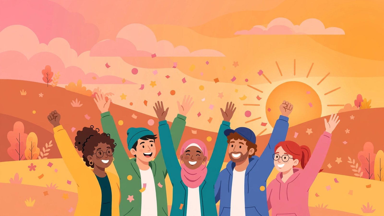 Friends celebrating together after picking a cool team name from a team name generator