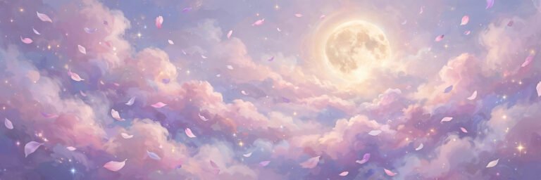 Aesthetic usernames with meaning in dreamy pastel moon and petal art