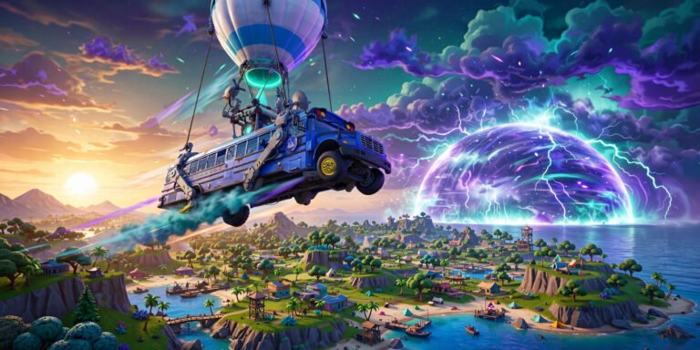 A collection of good Fortnite names shown as battle-ready gamer tags for 2026