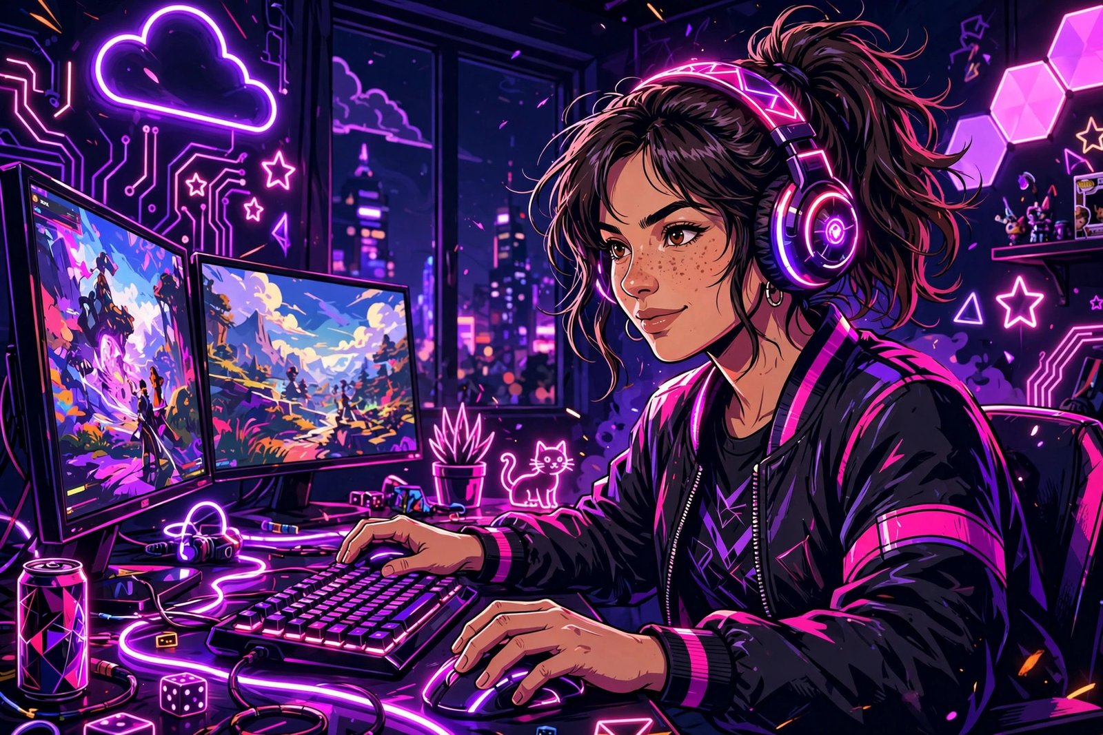 Bold gaming username ideas for girls with neon purple glow