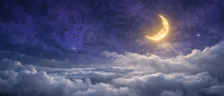 Glowing crescent moon over clouds for moon usernames