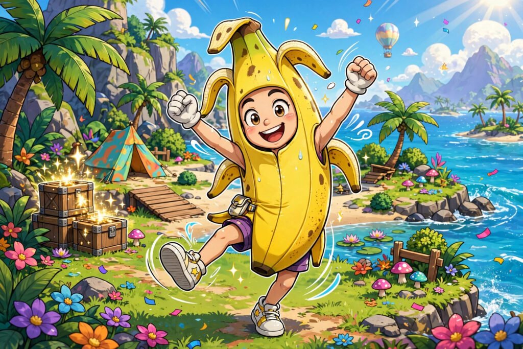 Funny cartoon character dancing, a funny sweaty Fortnite names pick.