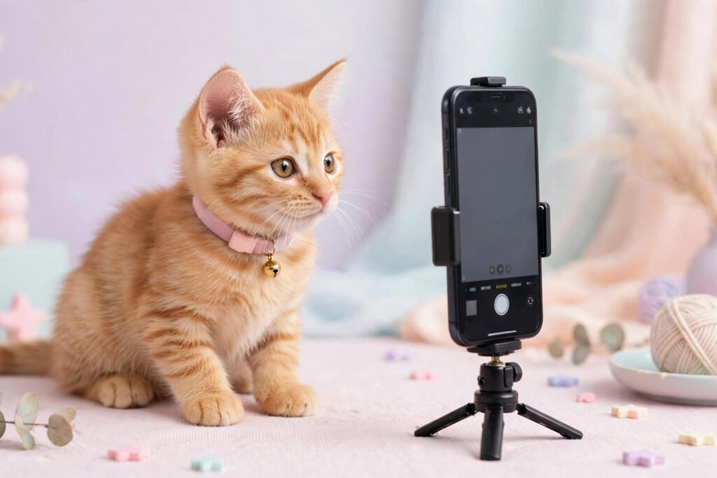 Ginger kitten posing for an Instagram shoot with cat usernames ideas