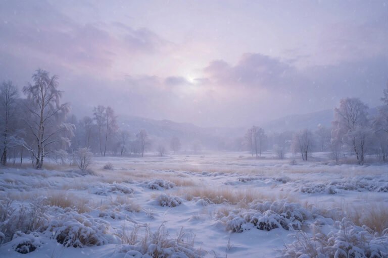 Cozy winter scene with snowflakes and frost, showing winter usernames ideas