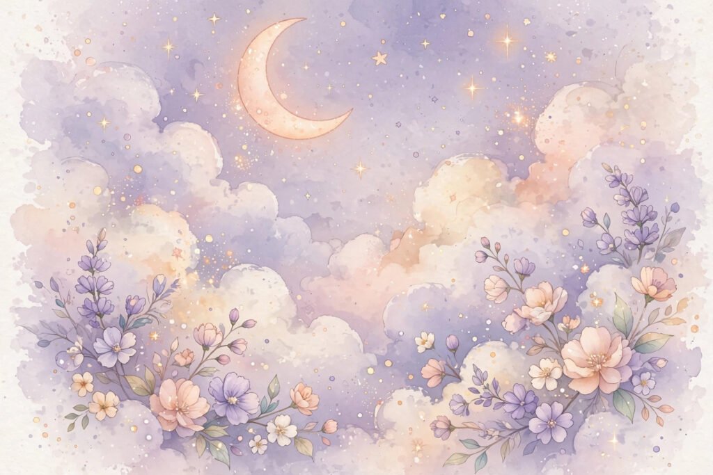 Aesthetic cute Instagram username ideas with dreamy clouds and soft flowers