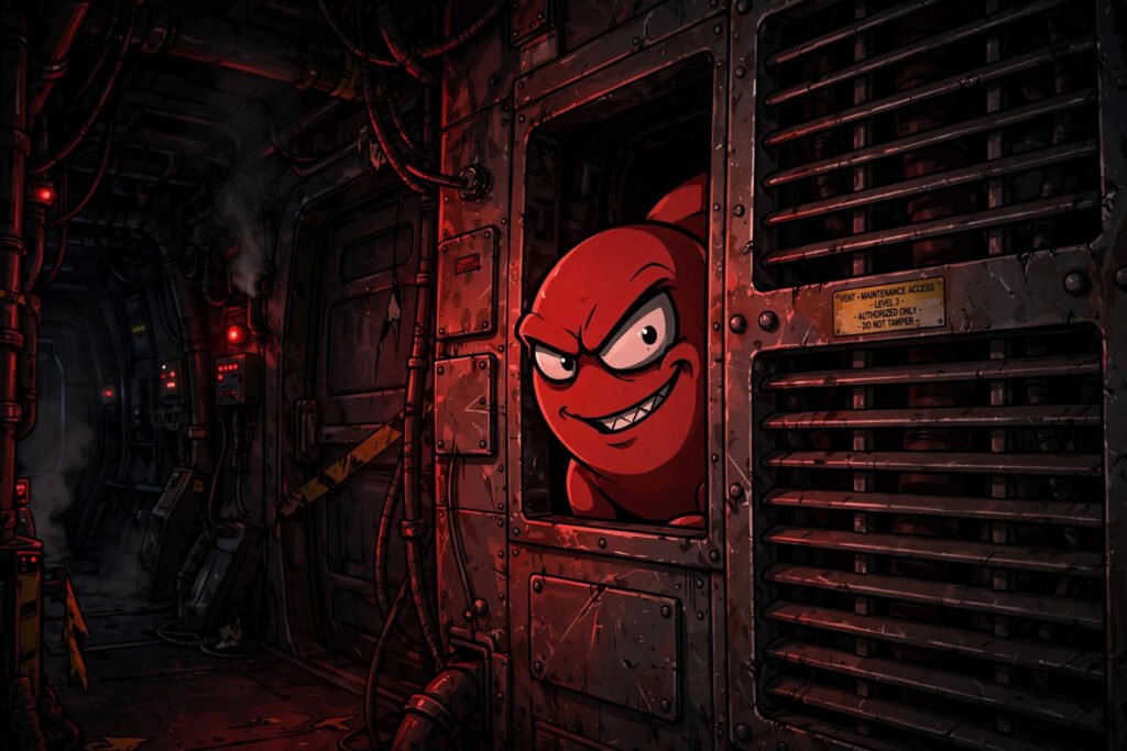 Red impostor crewmate hiding in a spaceship vent among us name ideas