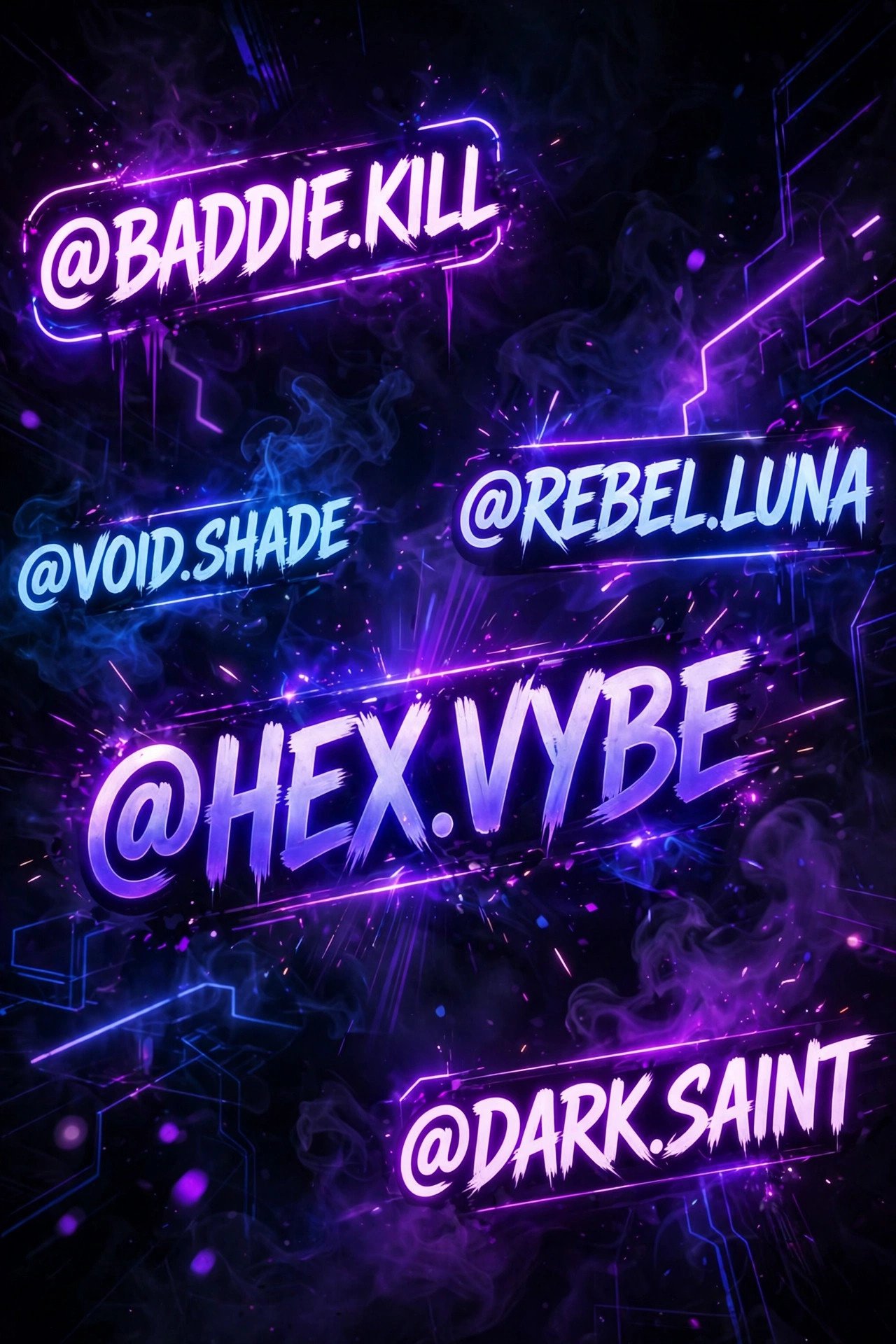 Bold glowing cool baddie instagram username ideas on a dark background