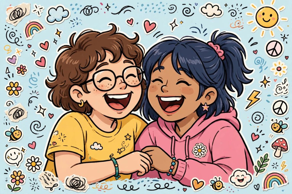 Funny matching usernames for best friends written on colorful cards