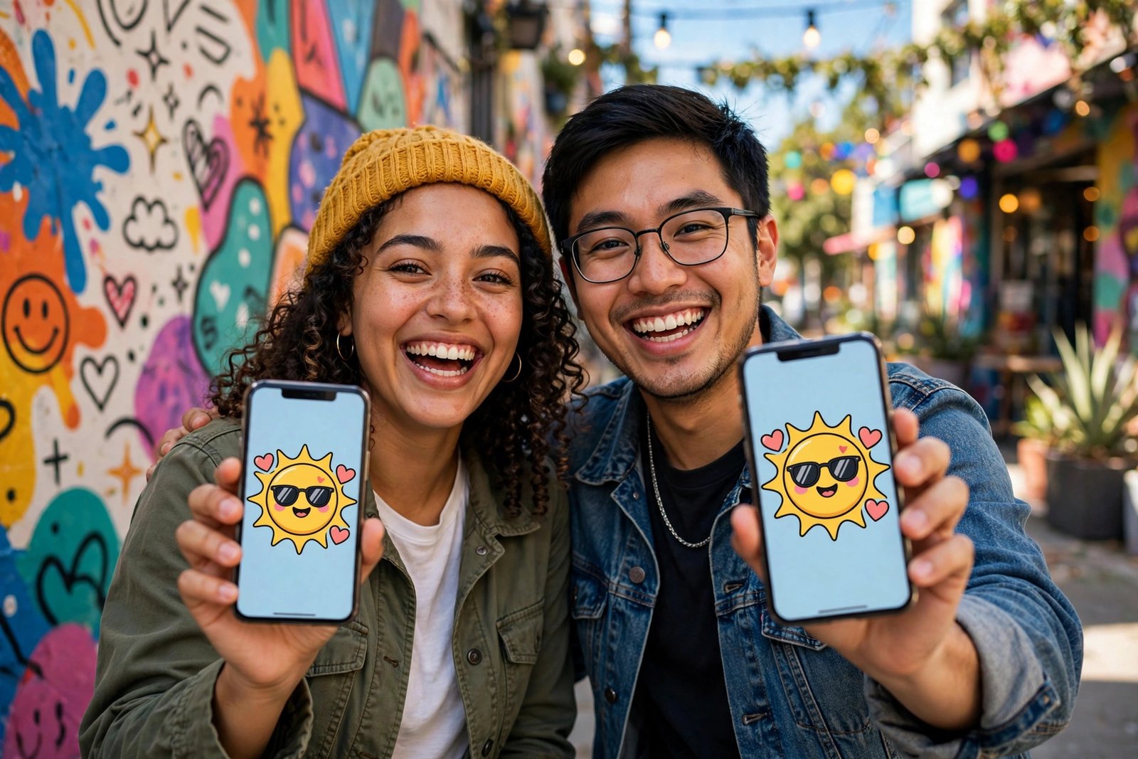 Cute matching usernames for best friends displayed on two phones