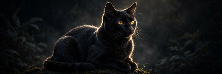 Elegant female black cat with golden eyes for black cat names female list