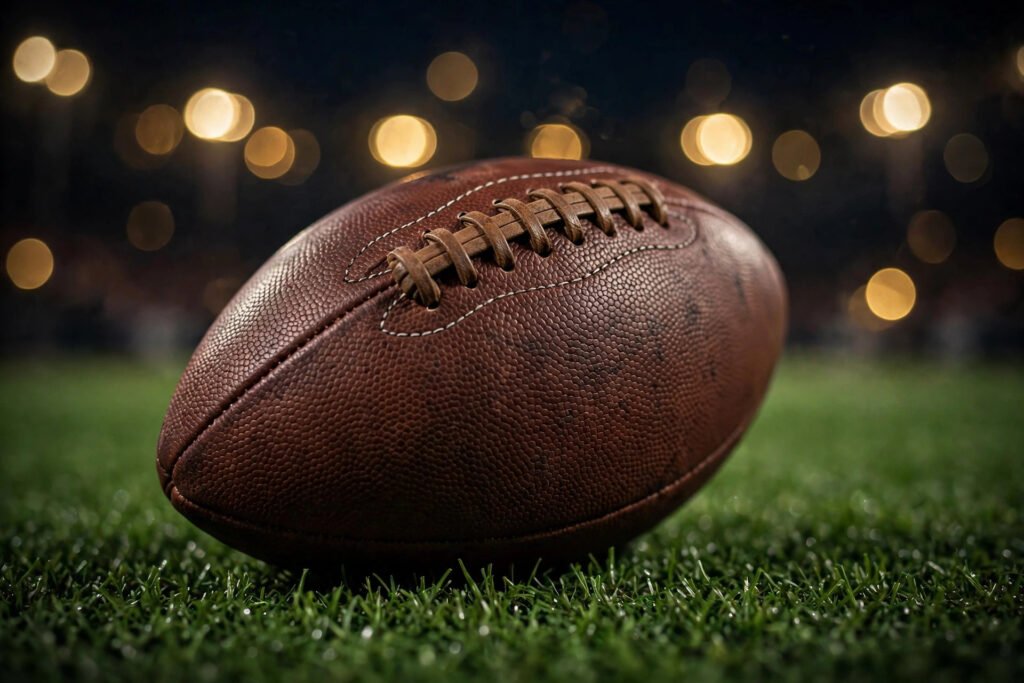 Close-up football on turf representing the best fantasy football names