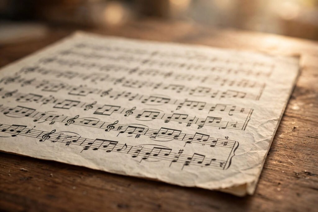 Music note names on sheet music
